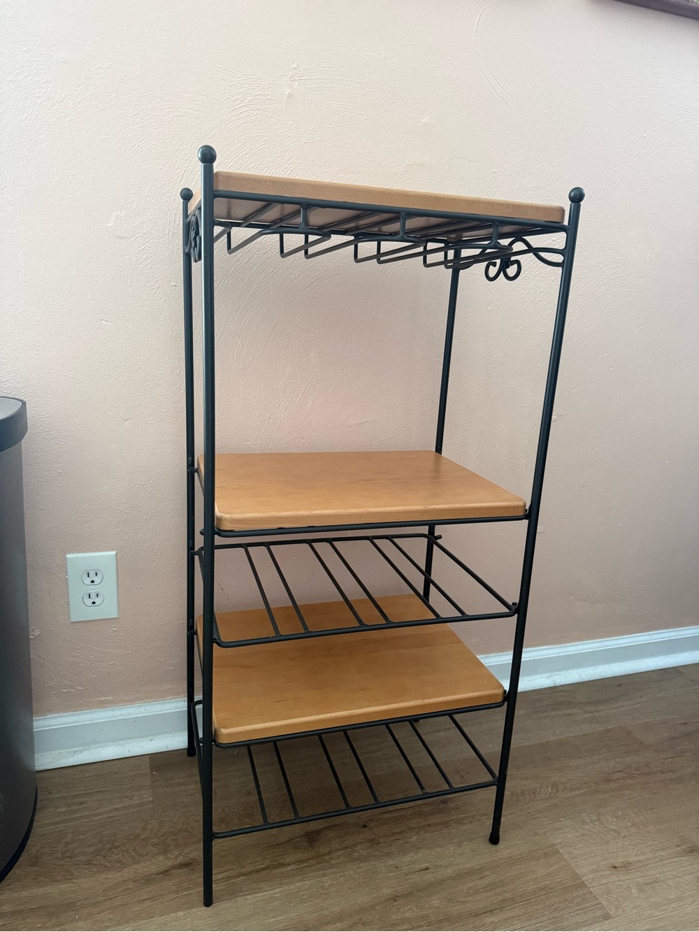 Longaberger Wrought Iron Wine Rack with Wood Shelves